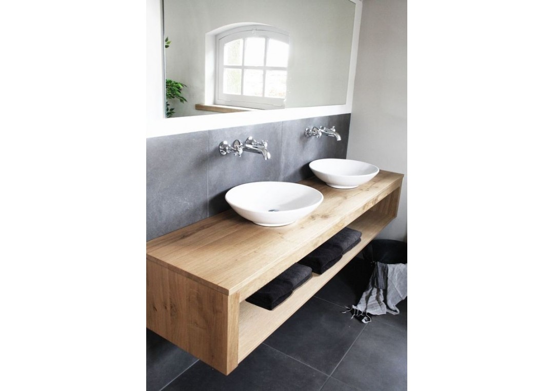 Consola pentru baie supspendata pentru doua lavoare