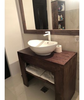 Consola pentru baie cu rama maro