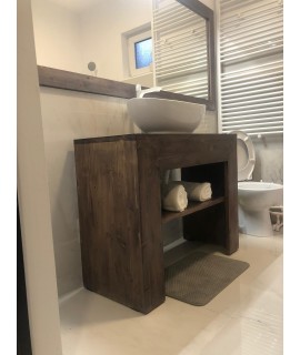 Consola pentru baie cu rama maro