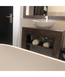 Consola pentru baie cu rama maro