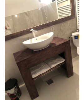 Consola pentru baie cu rama maro