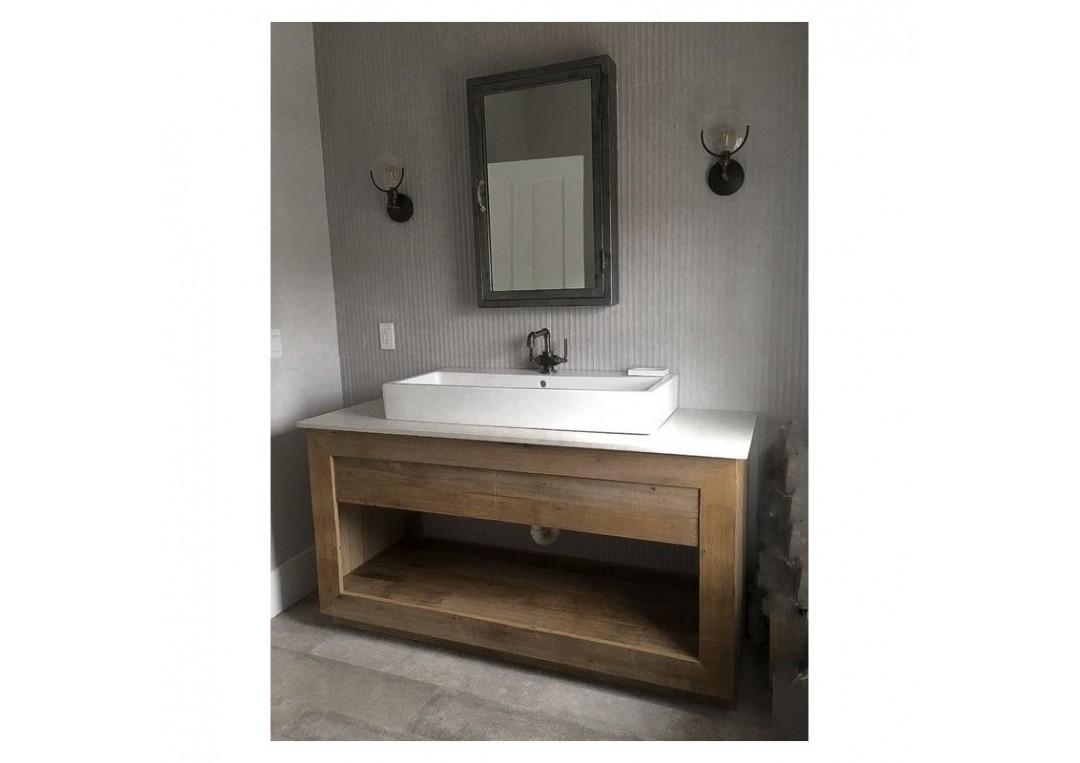 Consola pentru baie din lemn masiva