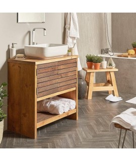 Consola pentru baie cu dulap cu uși maro 70/75/50 cm