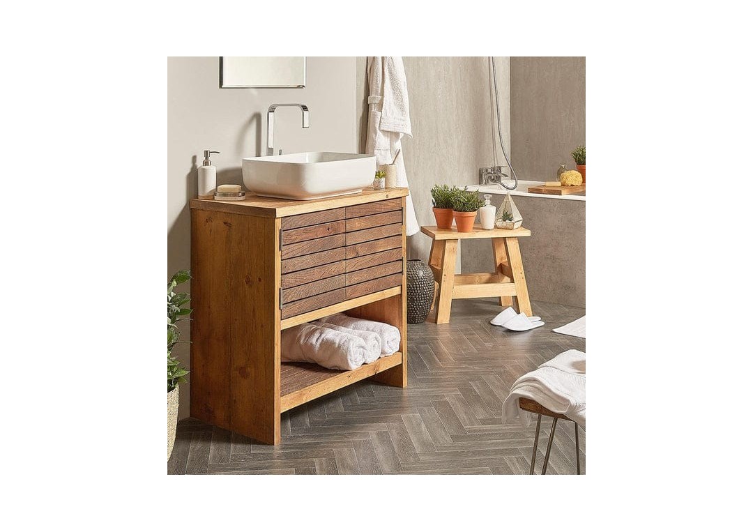 Consola pentru baie cu dulap cu uși maro 70/75/50 cm